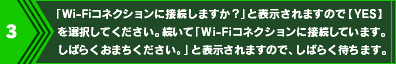 3.uWi-FiRlNVɐڑ܂Hvƕ\܂̂ŁyYESzIĂB āuWi-FiRlNVɐڑĂ܂B΂炭܂Bvƕ\܂̂ŁA΂炭҂܂B