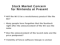 Market Concern for Nintendo at Present