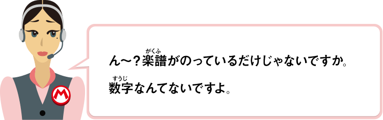 ん～？楽譜がのっているだけじゃないですか。数字なんてないですよ。