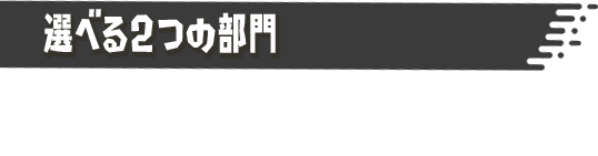 選べる2つの部門　フェスバトルには、2つの部門がある。参加のしかたにあわせて、好きなほうを選ぼう。