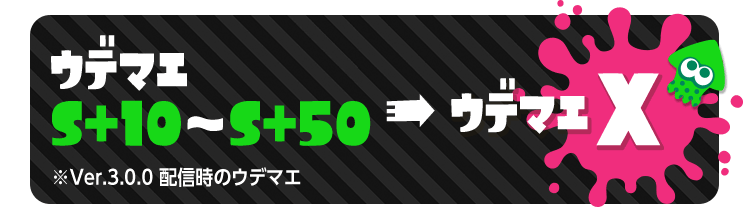 ウデマエS+10〜S+50→ウデマエX ※Ver3.0.0配信時のウデマエ