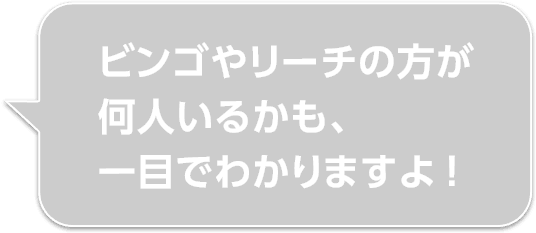 ビンゴやリーチの方が何人いるかも、一目でわかりますよ！