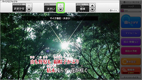 ♪お好みの設定に キーやテンポの変更、マイクエフェクト、音程ガイドの表示など、さまざまな調整ができます。