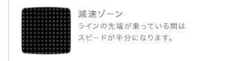 減速ゾーン ラインの先端が乗っている間はスピードが半分になります