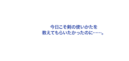 今日こそ剣の使いかたを教えてもらいたかったのに……。