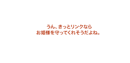 うん、きっとリンクならお姫様を守ってくれそうだよね。