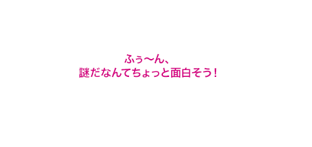 ふぅ～ん、謎だなんてちょっと面白そう！